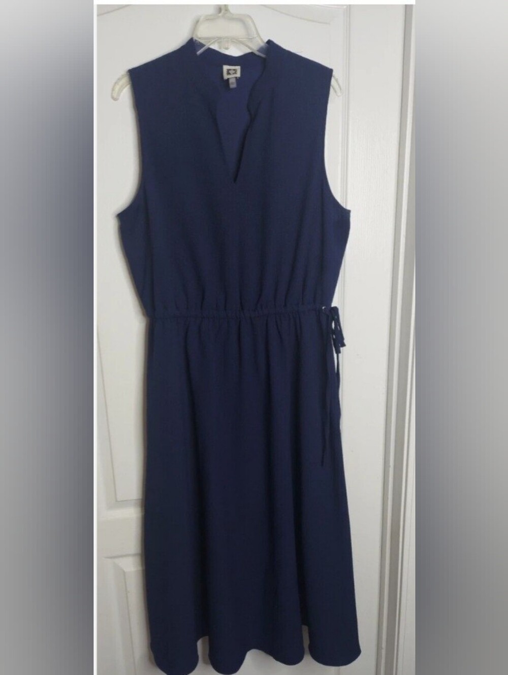 Anne Klein Navy Sleeveless Midi Dress with Side Tie - Picture 1 of 7